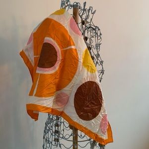 Retro orange acetate scarf. Measurements in photo.